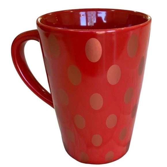 Vintage Starbucks 2005 Holiday Red Metallic Gold Dot Mug 5” - Picture 2 of 5